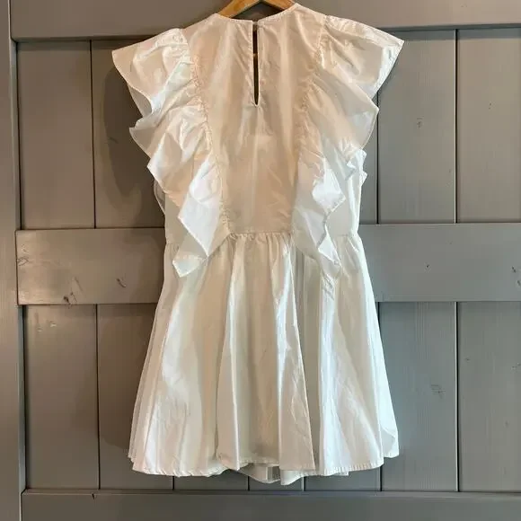 Mable White Ruffle Sleeve Mini Dress Size S - Picture 6 of 8